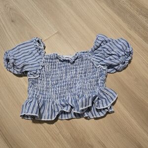 Wonder Nation Blue Striped Kids Blouse